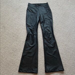 SPANX Black Faux Leather Flare Pants